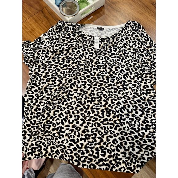 Talbots Top Womens Plus 3X Open Knit Pullover Sweater Cheetah New Tags $89 - Picture 6 of 12